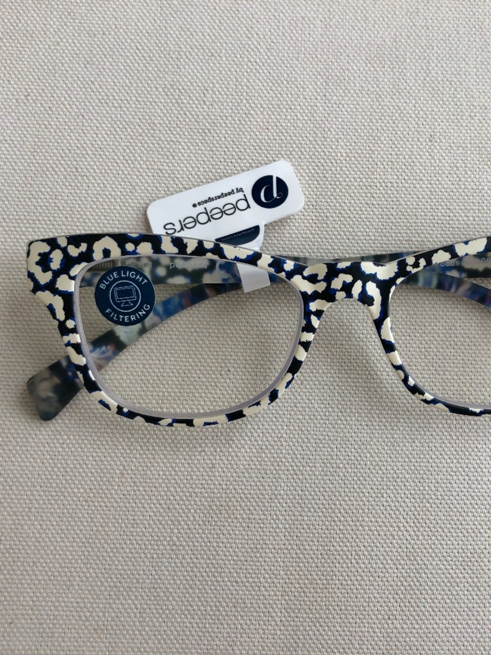 NEW BLACK & WHITE LEOPARD PEEPERS BLUE LIGHT FILTERING GLASSES - Picture 2 of 5